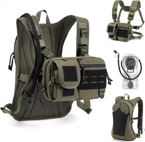 Tactical hydration backpack with chest rig, molle tactical bag and water bladder for outdoor.