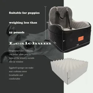 Pet car seat for small dogs with breathable eggshell foam cushion, secure and comfortable travel.