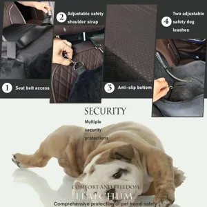 Detail view showing adjustable safety shoulder straps, seat belt access, and anti-slip bottom.