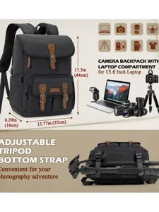 Vintage Canvas Canvas Camera Backpack Waterproof DSLR Photography Daypack for 15.6 Inch Laptop