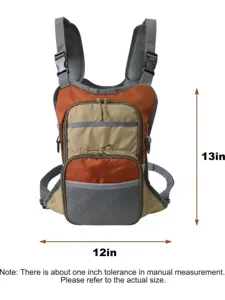 Waterproof tactical fishing chest bag with breathable mesh straps and multiple functional pockets.