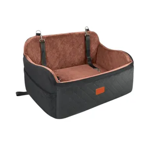 Siege Auto Chien Animal De Compagnie Voyage Lit Securise Noir Marron Matelasse Doux