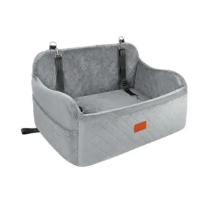 Siege auto rembourre pour animal de compagnie lit voyage chien avec sangles de securite.
