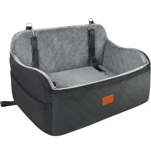 Siège Auto Portable pour Animal de Compagnie Lit Chien Siège de Sécurité Voyage Suédine Matelassée Antidérapant Grand Siège Rehausseur Chien