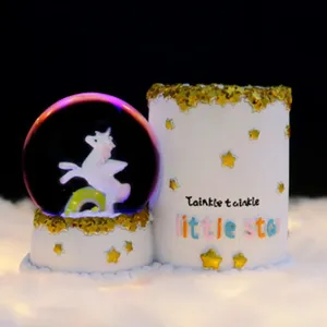 Cute unicorn snow globe pen holder desk organizer cute room decor aesthetic resin craft
