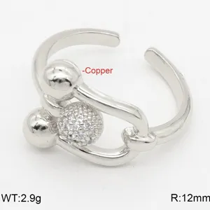Anello regolabile argentato a ferro di cavallo con sfere di cristallo lucido per donne.