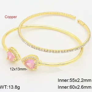Bracciale doppio di lusso cuore zircone colorato transfrontaliero impilabile moda gioielli