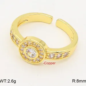 Verguld koperen open ring met schitterende zirkonia stenen vintage geometrische stijl sieraden