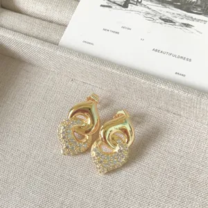 Εξαιρετικά γυναικεία σκουλαρίκια 18k επιχρυσωμένα με λαμπερά ζιργκόν κοσμήματα μόδας.
