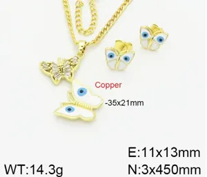 Set collana orecchini farfalla malocchio oro rame moda gioielli donna eleganti