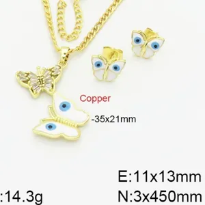 Set collana e orecchini farfalla malocchio in rame gioielli moda donna eleganti chic