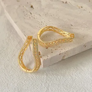 Eleganti Orecchini Cerchio Geometrici Cavi Rame Strass per Donna Moda Elegante Quotidiano Pendolare Festa Gioielli Accessori