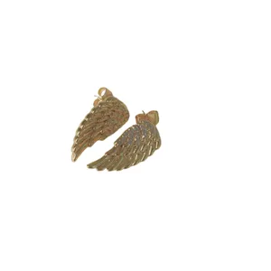 Goldene Engelsschwingen Zirkon Ohrstecker für Damen, modischer europäischer Schmuck.