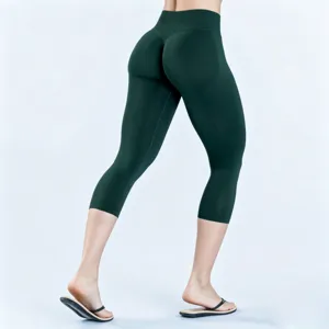 Naadloze korte yoga legging voor vrouwen push-up hoge taille fitness sport broek groen