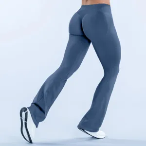 Hoge taille flare yoga broek voor dames, elastische sportlegging voor fitness en workout.