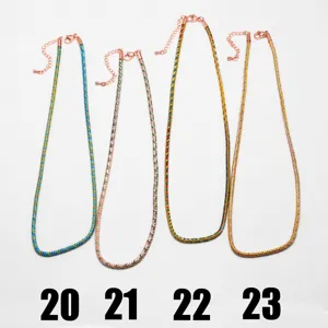 Colorful handmade woven rope necklace with rose gold clasp, 3mm cord accessory for daily wear.