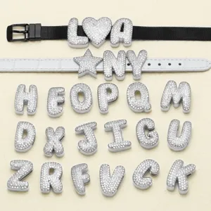 Pavé cubic zirconia letter charms for DIY bracelets, sparkly alphabet jewelry accessory.
