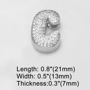 Zirconia paved letter C charm pendant, exquisite DIY accessory for custom bracelets and watches.