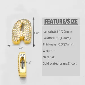 Vergoldeter Messing Zirkon Buchstabe Anhänger DIY Charm Zubehör für Armbänder Ketten.