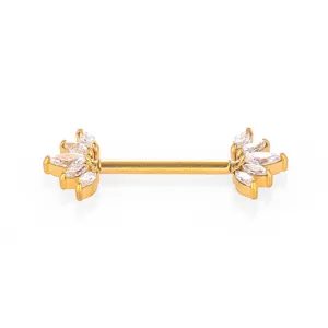 Stainless steel zirconia crown nipple ring body piercing jewelry threadless push in