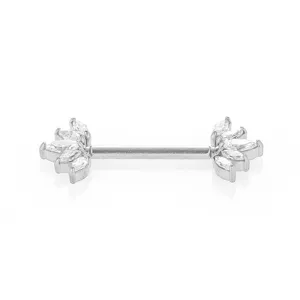Premium 316L stainless steel zircon crown nipple ring body piercing jewelry item detail