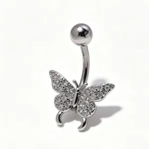 Elegante piercing per ombelico a farfalla in acciaio inossidabile con zirconi scintillanti.