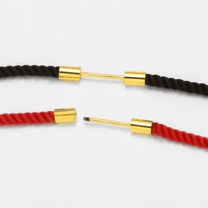 Accesorio de cordón de collar trenzado a mano DIY con cierre de rosca dorado para joyería.