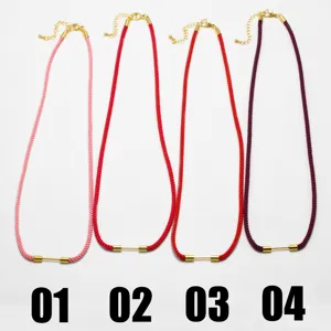 Cordón de collar DIY tejido a mano con conector de metal, accesorio de joyería colorido.