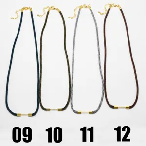 Cordón de collar DIY trenzado a mano con piezas de metal dorado, accesorios de joyería.