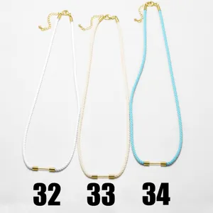 Cordón de collar colorido DIY tejido a mano con tubo de metal y cadena de extensión para joyería.