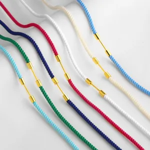 Accesorios de cordón de collar DIY tejidos a mano coloridos con tubos de metal dorado