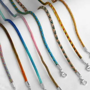 Handmade colorful braided rope necklace cords with lobster clasps DIY jewelry accessories