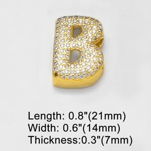 Goldener Buchstabe B Anhänger mit Zirkonia Steinen für DIY Armband Schmuck Zubehör