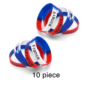Silikon Armband Frankreich Design 10 Stück Packung patriotischer Gummistrap Party Zubehör Mode