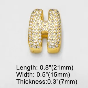 Goldener Pave Diamant Buchstabe H Anhanger Detail, glänzender Kristall für DIY Schmuck.