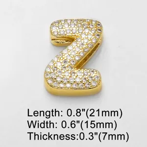 Gepuffter Buchstabe Z Anhänger mit Zirkonia goldfarben DIY Armband Schmuck Zubehör