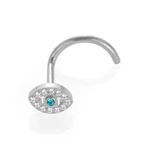 Fashion titanium steel nose stud with zircon crystals, piercing body jewelry for daily wear