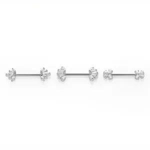 Stainless Steel Zircon Nipple Rings Body Piercing Jewelry Set Threadless Barbells