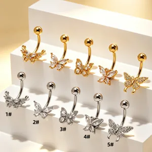 Piercing ombelico farfalla zircone acciaio inossidabile gioielli per il corpo chic