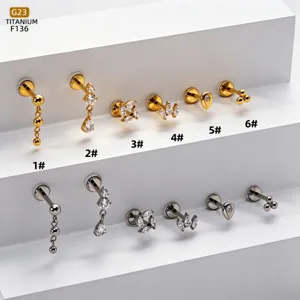 G23 Titan Labret Stecker Piercing Schmuck mit Zirkon Steinen, Ohrknorpel Helix Ohrringe.