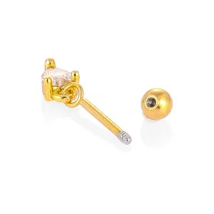 Edelstahl Knorpel Piercing Ohrring mit Schraubkugel und Strass Anhänger für den Alltag.