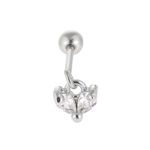 Edelstahl Knorpel Piercing Ohrring mit süßem Eulen Anhänger und funkelnden Zirkonia Steinen.