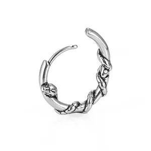 Orecchini a cerchio serpente vintage retro punk hip hop fibbia orecchio argento moda per tutti