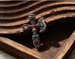 Spilla retrò tibetana ascia dorje vajra spilla vintage etnica per accessori
