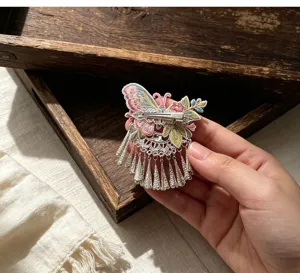 Ethnic embroidery butterfly tassel hair clip Chinese traditional hairpin for women wear