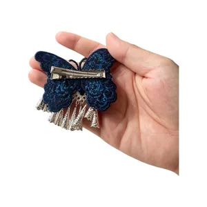 Ethnic embroidery butterfly tassel hair clip, Neo-Chinese vintage duckbill clip headwear.