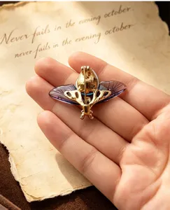 Vintage gradient cicada wing insect brooch gold tone lapel pin coat sweater accessories decor