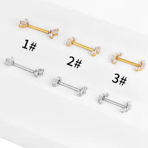 Stainless steel cubic zirconia nipple piercing jewelry body piercing ring wholesale for women.