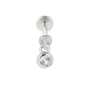 Edelstahl Piercing Schmuck mit baumelndem Zirkonia Stein für Ohr und Knorpel Helix.