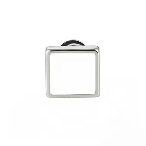Square stainless steel piercing stud detail shot, minimalist geometric body jewelry piece.
